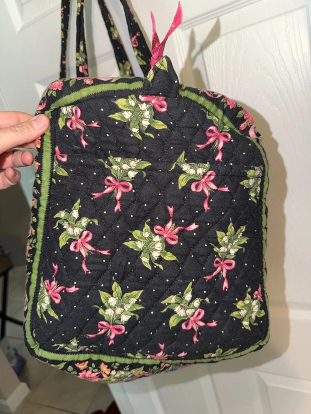 Vera Bradley Quilted Floral Weekender Tote Bag in Black and Pink - Picture 3 of 4